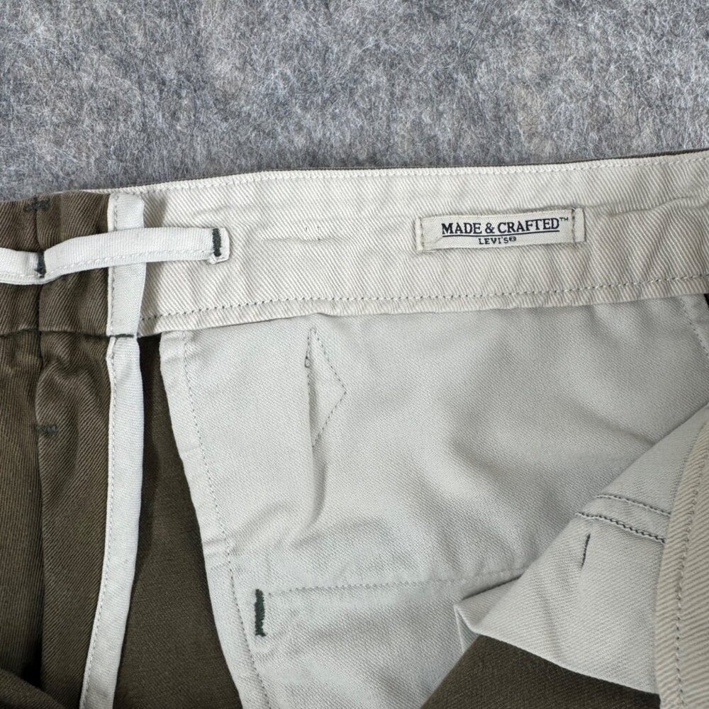 Levi’s Made And Crafted Mens Pants Sz 33 Khaki Chino Button Fly Preppy - Picture 4 of 14